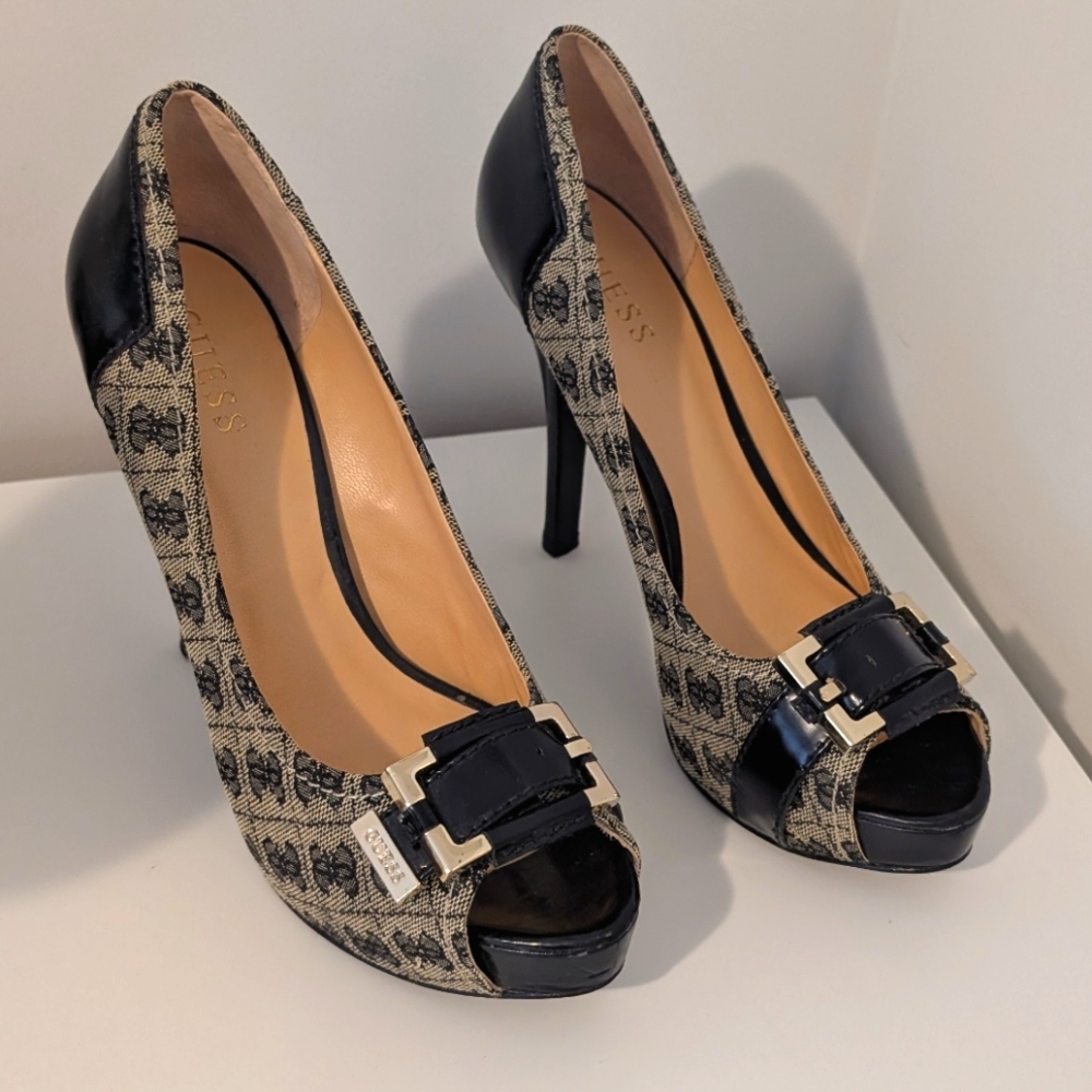 Guess heels (EU 41) - grey/black leather - excellent condition - front platform